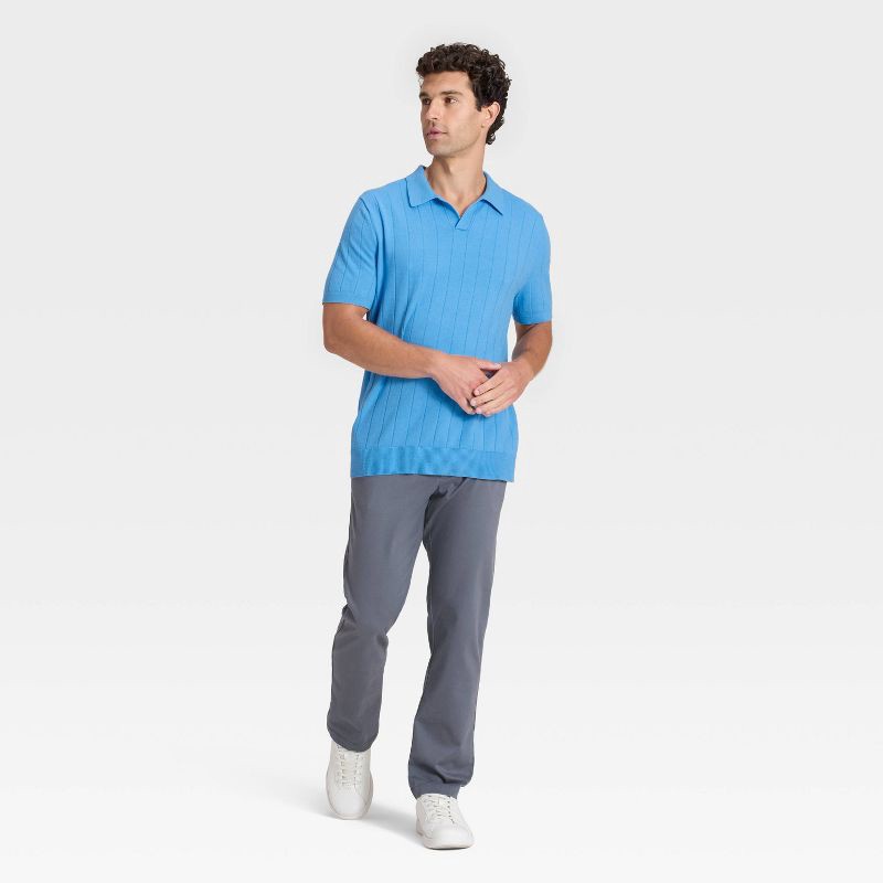 slide 3 of 3, Men's Soft Knit Johnny Collar Polo Sweater - Goodfellow & Co™ Blue M, 1 ct