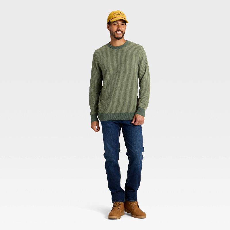 slide 3 of 3, Men's Soft Knit Striped Sweater - Goodfellow & Co™ Green M, 1 ct
