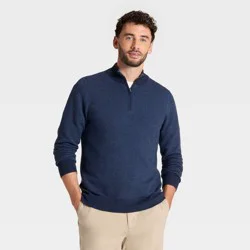 Men's 1/4 Zip Sweater - Goodfellow & Co™ Navy Blue M
