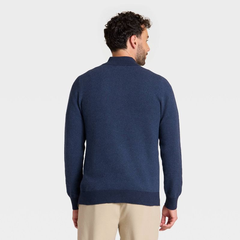 slide 2 of 3, Men's 1/4 Zip Sweater - Goodfellow & Co™ Navy Blue L, 1 ct