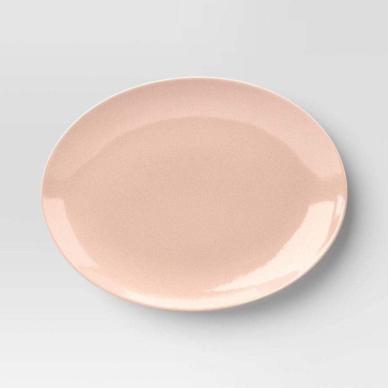 slide 3 of 3, 10" Stoneware New Modern Coupe Oval Serving Platter Rose - Threshold™, 1 ct