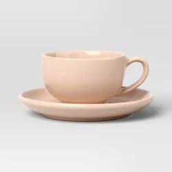 2pc 4.3 fl oz New Modern Coupe Espresso Mug with Saucer Pink - Threshold™
