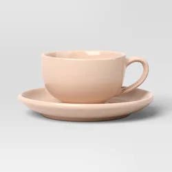 2pc 4.3 fl oz New Modern Coupe Espresso Mug with Saucer Pink - Threshold™