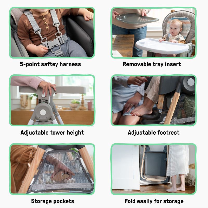 slide 6 of 15, Ingenuity Proper Positioner Create Up Multi-Mode Folding High Chair - Gray, 1 ct