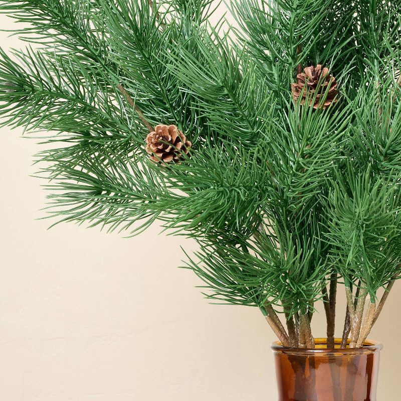 slide 3 of 3, Hearth & Hand with Magnolia 25" Pine in Amber Vase Artificial Arrangement - Hearth & Hand™ with Magnolia, 1 ct