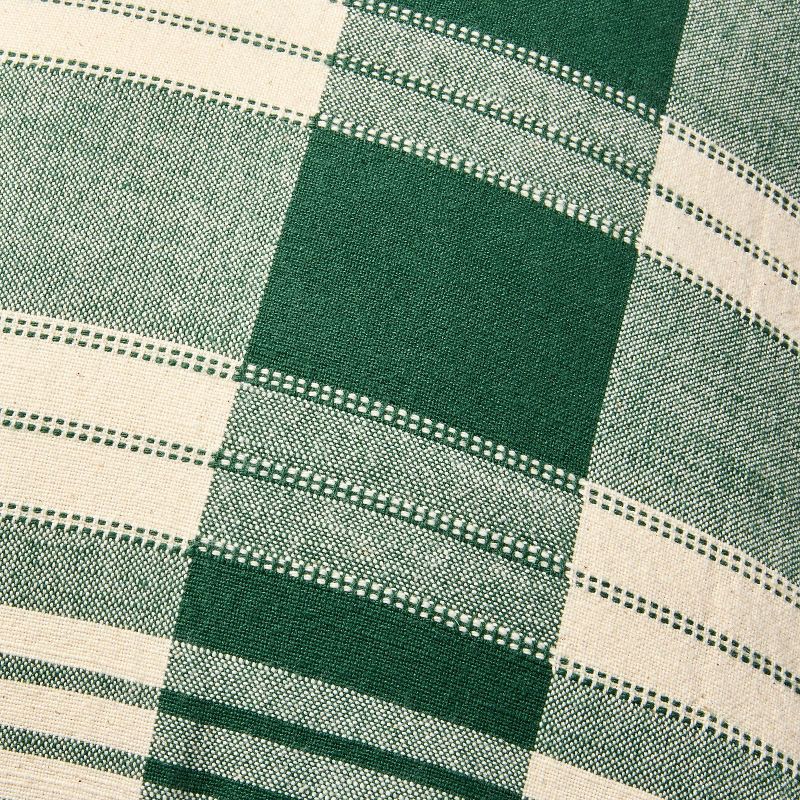 slide 3 of 4, Hearth & Hand with Magnolia 18"x18" Plaid Square Toss Pillow Cream/Green - Hearth & Hand™ with Magnolia, 1 ct