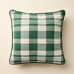 Hearth & Hand with Magnolia 18"x18" Plaid Square Toss Pillow Cream/Green - Hearth & Hand™ with Magnolia