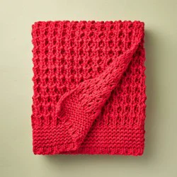 Hearth & Hand with Magnolia 50"x60" Cable Knit Throw Blanket Red - Hearth & Hand™ with Magnolia