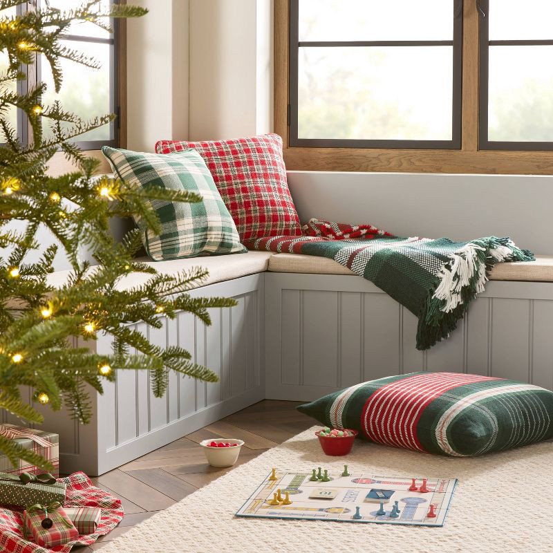 slide 2 of 4, Hearth & Hand with Magnolia 24"x24" Plaid Square Toss Pillow Red/Green - Hearth & Hand™ with Magnolia, 1 ct