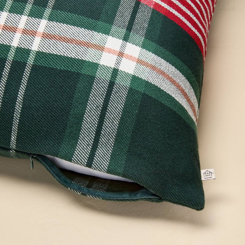 slide 4 of 4, Hearth & Hand with Magnolia 24"x24" Plaid Square Toss Pillow Red/Green - Hearth & Hand™ with Magnolia, 1 ct