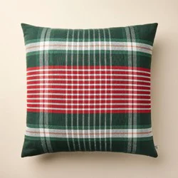 Hearth & Hand with Magnolia 24"x24" Plaid Square Toss Pillow Red/Green - Hearth & Hand™ with Magnolia