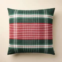 Hearth & Hand with Magnolia 24"x24" Plaid Square Toss Pillow Red/Green - Hearth & Hand™ with Magnolia