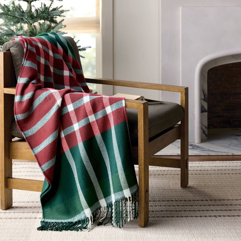slide 2 of 4, Hearth & Hand with Magnolia 50"x60" Plaid Value Throw Blanket Red/Green - Hearth & Hand™ with Magnolia, 1 ct