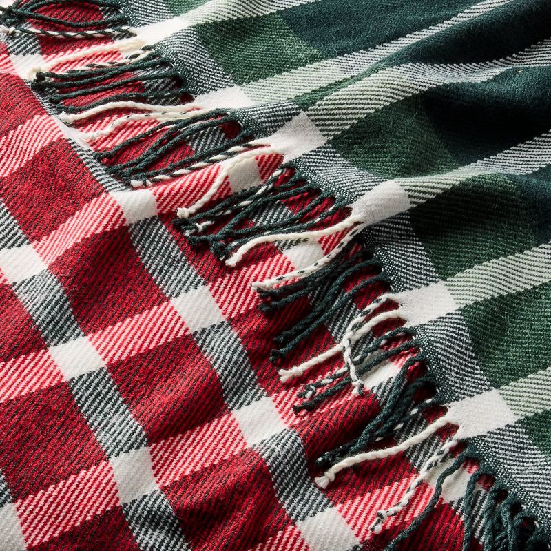 slide 3 of 4, Hearth & Hand with Magnolia 50"x60" Plaid Value Throw Blanket Red/Green - Hearth & Hand™ with Magnolia, 1 ct