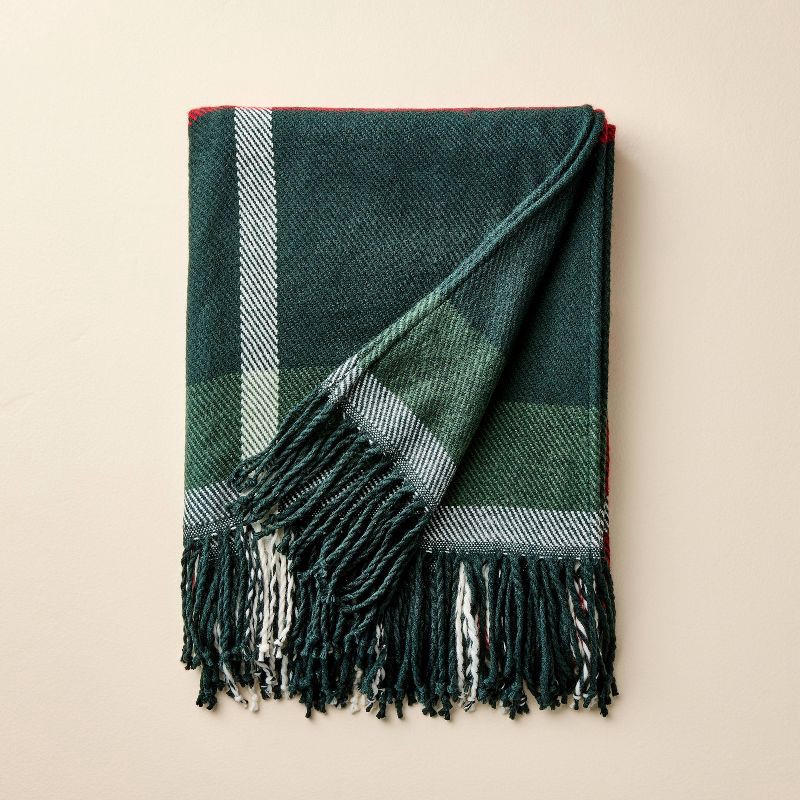 slide 1 of 4, Hearth & Hand with Magnolia 50"x60" Plaid Value Throw Blanket Red/Green - Hearth & Hand™ with Magnolia, 1 ct