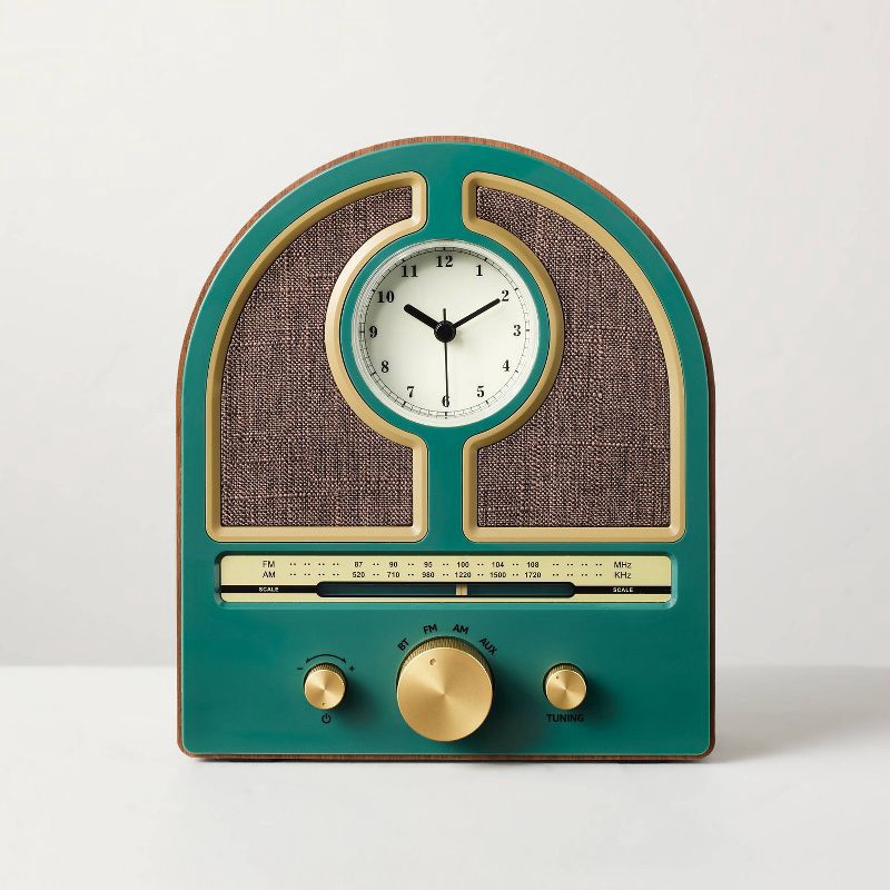 slide 1 of 5, Hearth & Hand with Magnolia Vintage Portable AM/FM Radio Wood and Green - Hearth & Hand™ with Magnolia, 1 ct