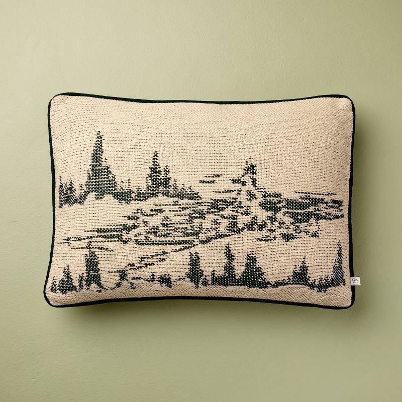 slide 1 of 4, Hearth & Hand with Magnolia 14"x20" Snowy Icon Lumbar Pillow Cream - Hearth & Hand™ with Magnolia, 1 ct