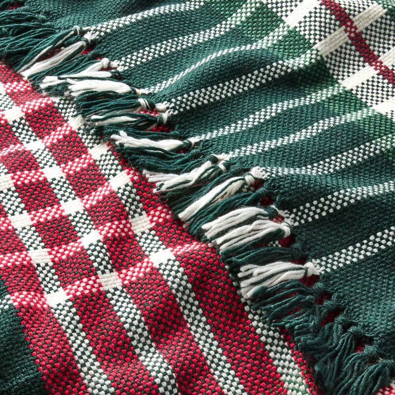 slide 3 of 3, Hearth & Hand with Magnolia 50"x60" Chunky Plaid Throw Blanket Red/Green - Hearth & Hand™ with Magnolia, 1 ct