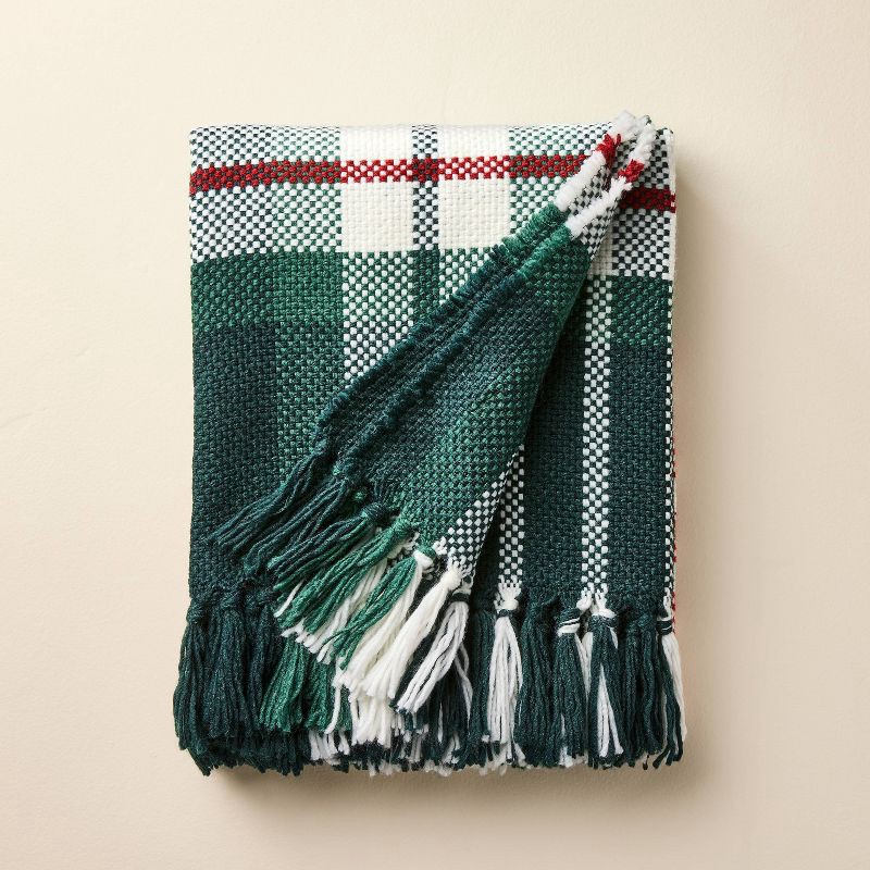 slide 1 of 3, Hearth & Hand with Magnolia 50"x60" Chunky Plaid Throw Blanket Red/Green - Hearth & Hand™ with Magnolia, 1 ct