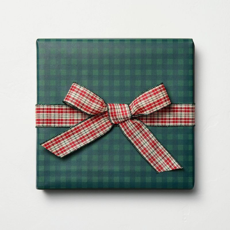 slide 3 of 3, Hearth & Hand with Magnolia 12' Gift Wrap Green Gingham - Hearth & Hand™ with Magnolia, 1 ct