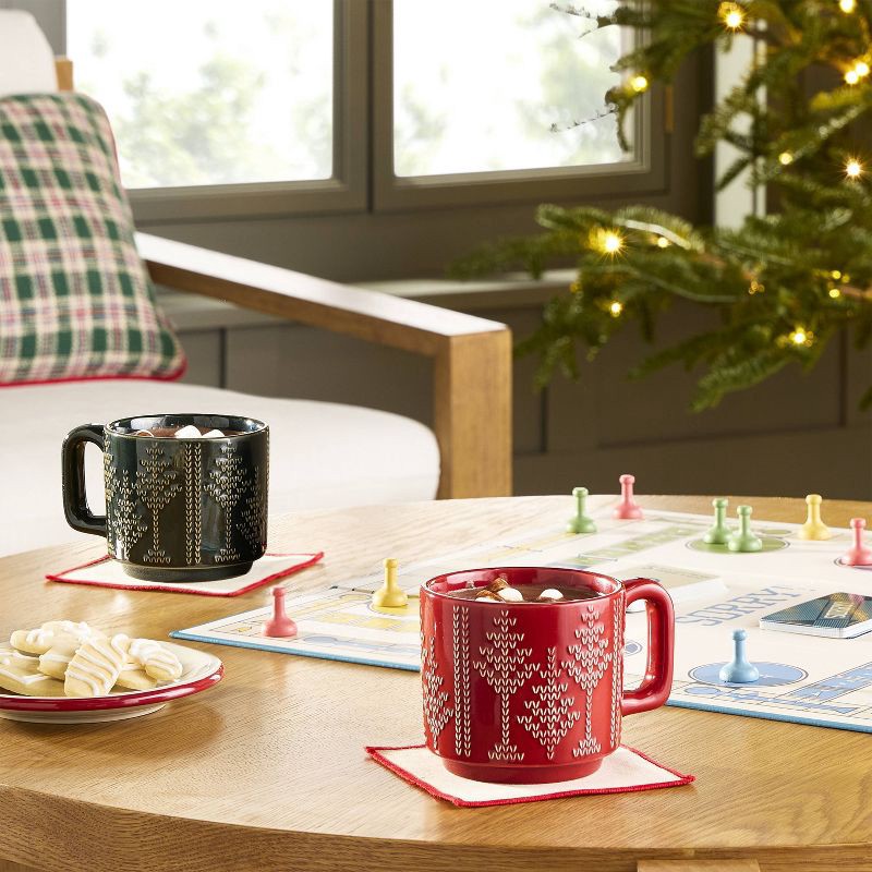 slide 2 of 3, Hearth & Hand with Magnolia Set of 2 14oz Holiday Mug Fairisle Green/Red - Hearth & Hand™ with Magnolia, 14 oz