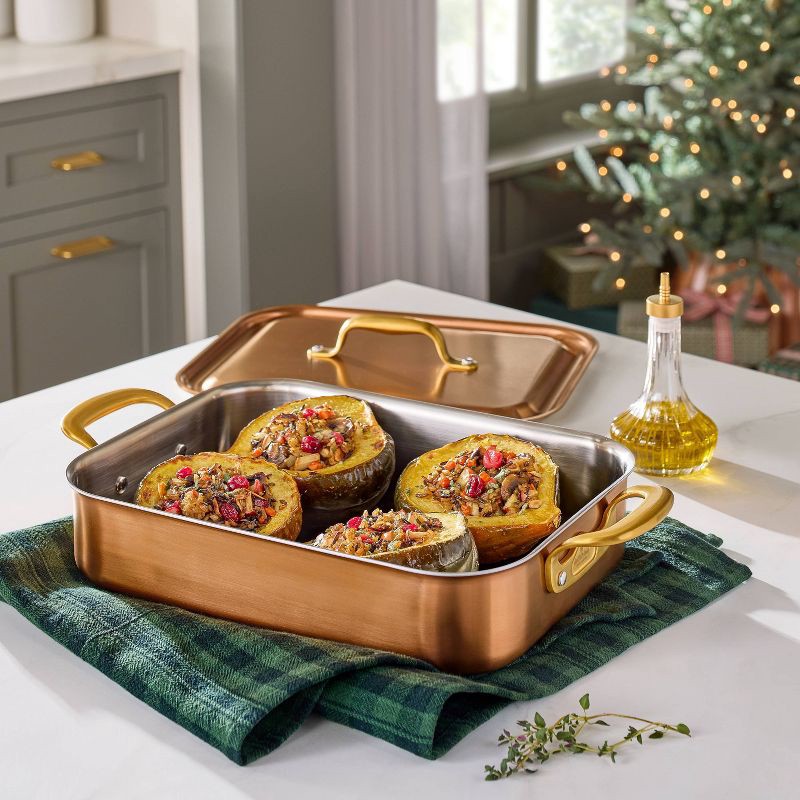 slide 2 of 4, Hearth & Hand with Magnolia Roasting Pan with Lid Copper - Hearth & Hand™ with Magnolia, 1 ct