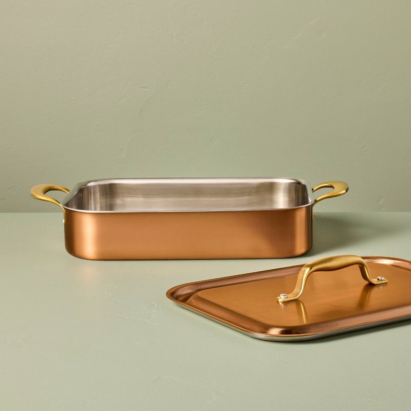 slide 3 of 4, Hearth & Hand with Magnolia Roasting Pan with Lid Copper - Hearth & Hand™ with Magnolia, 1 ct