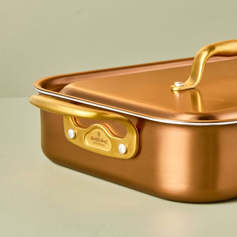 slide 4 of 4, Hearth & Hand with Magnolia Roasting Pan with Lid Copper - Hearth & Hand™ with Magnolia, 1 ct