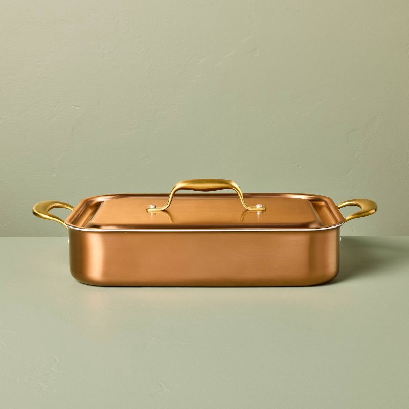 slide 1 of 4, Hearth & Hand with Magnolia Roasting Pan with Lid Copper - Hearth & Hand™ with Magnolia, 1 ct