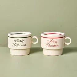 Hearth & Hand with Magnolia Set of 2 14.5oz 'Merry Christmas' Holiday Mug Green/Red - Hearth & Hand™ with Magnolia