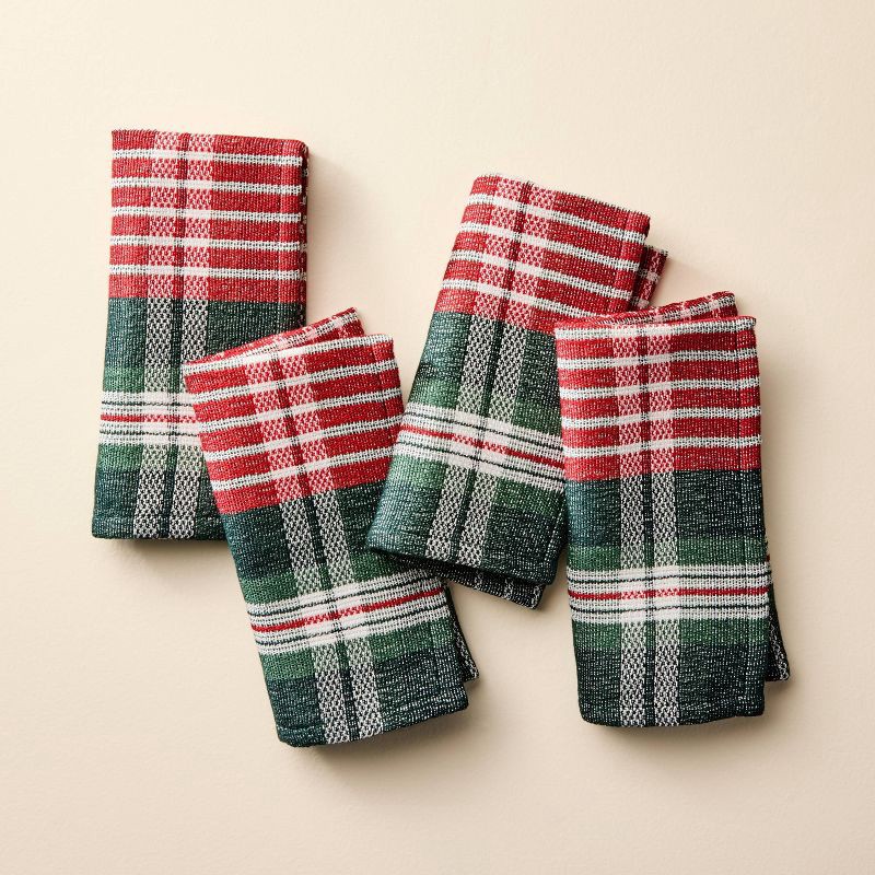 slide 1 of 3, Hearth & Hand with Magnolia 4pc Signature Plaid Cloth Napkins - Hearth & Hand™ with Magnolia, 4 ct