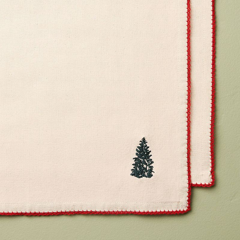 slide 3 of 3, Hearth & Hand with Magnolia 4pc Trim Cloth Napkins Natural/Red - Hearth & Hand™ with Magnolia, 4 ct