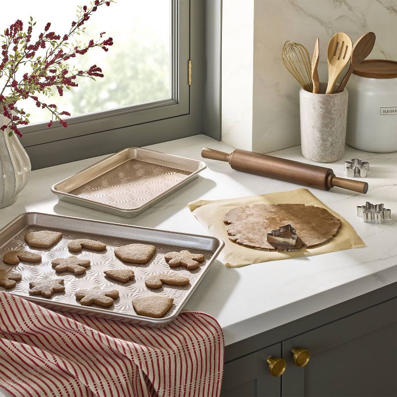 slide 2 of 3, Hearth & Hand with Magnolia Set of 2 Nordic Ware Nonstick Cookie Sheet Bronze - Hearth & Hand™ with Magnolia, 1 ct