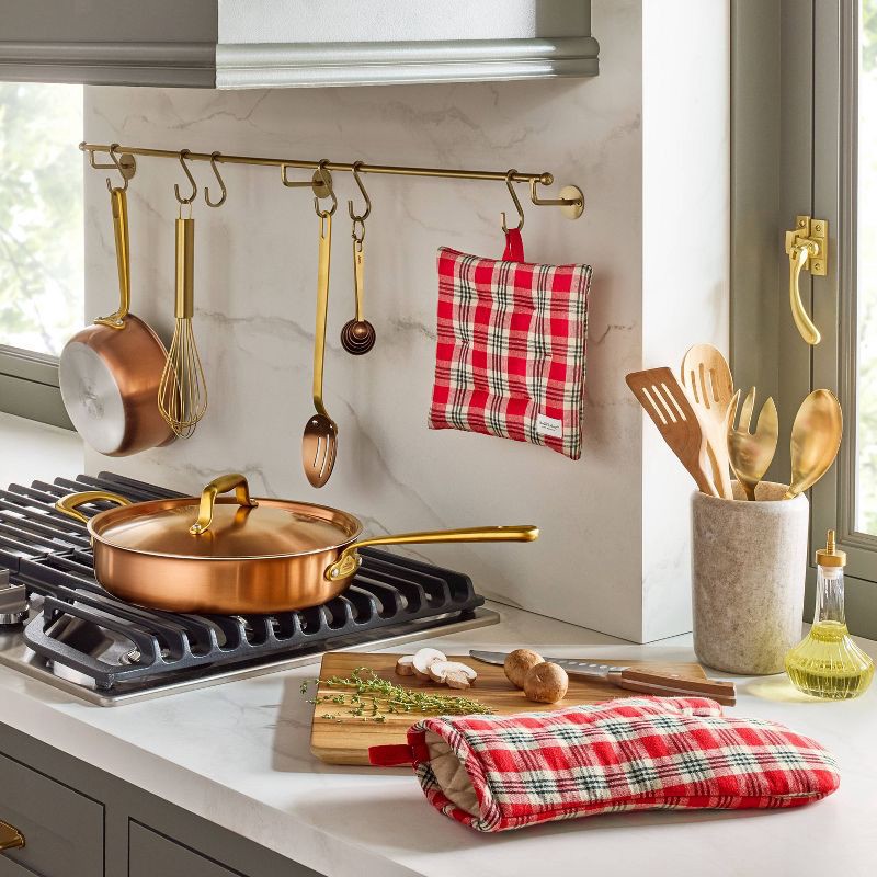 slide 2 of 3, Hearth & Hand with Magnolia 2pc Oven Mitten and Potholder Set Red/Natural Plaid - Hearth & Hand™ with Magnolia, 2 ct