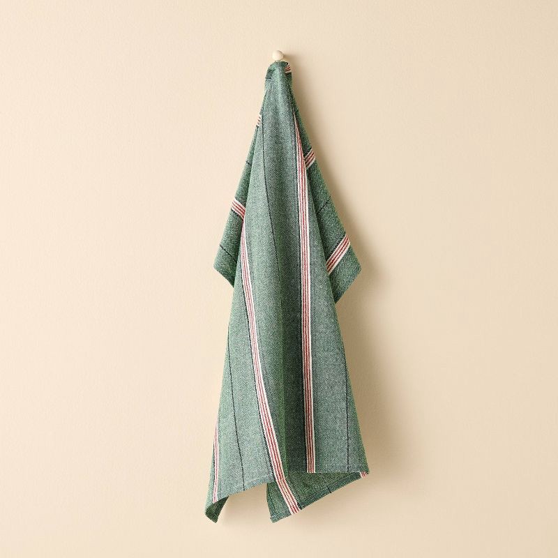 slide 1 of 3, Hearth & Hand with Magnolia Flour Sack Towel Green/Red Stripe - Hearth & Hand™ with Magnolia, 1 ct