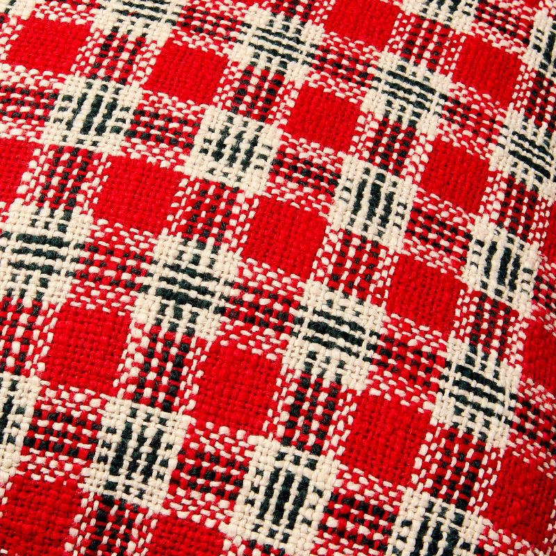 slide 3 of 4, Hearth & Hand with Magnolia 18"x18" Plaid Square Toss Pillow Red - Hearth & Hand™ with Magnolia, 1 ct