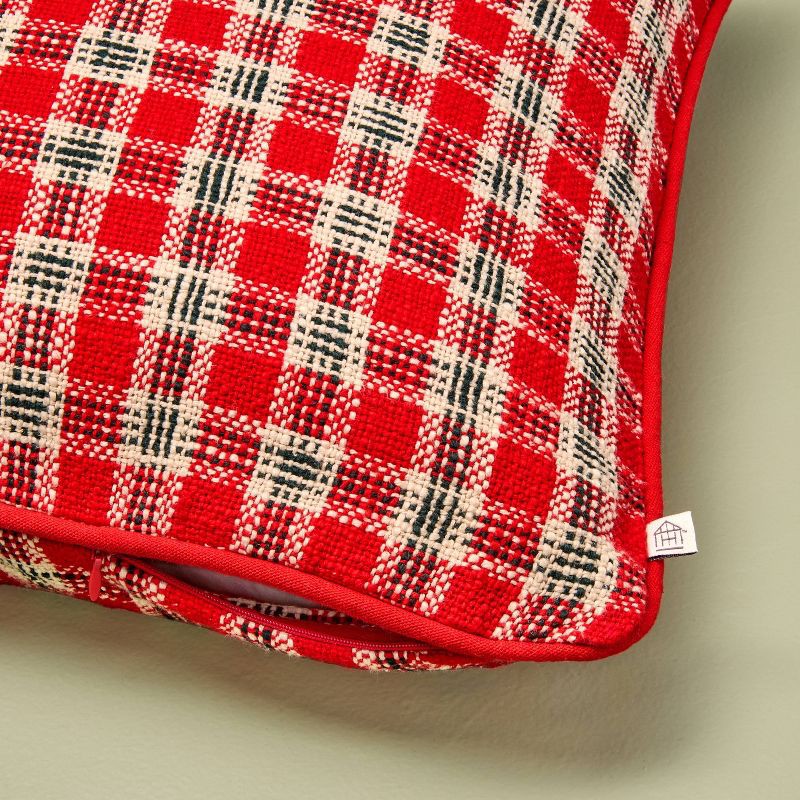 slide 4 of 4, Hearth & Hand with Magnolia 18"x18" Plaid Square Toss Pillow Red - Hearth & Hand™ with Magnolia, 1 ct