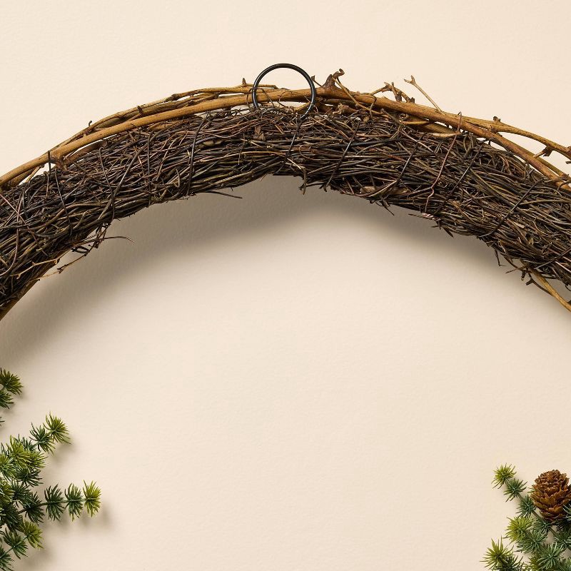 slide 3 of 3, Hearth & Hand with Magnolia 22" Asymmetrical Pine with Pinecone Christmas Wreath - Hearth & Hand™ with Magnolia, 1 ct