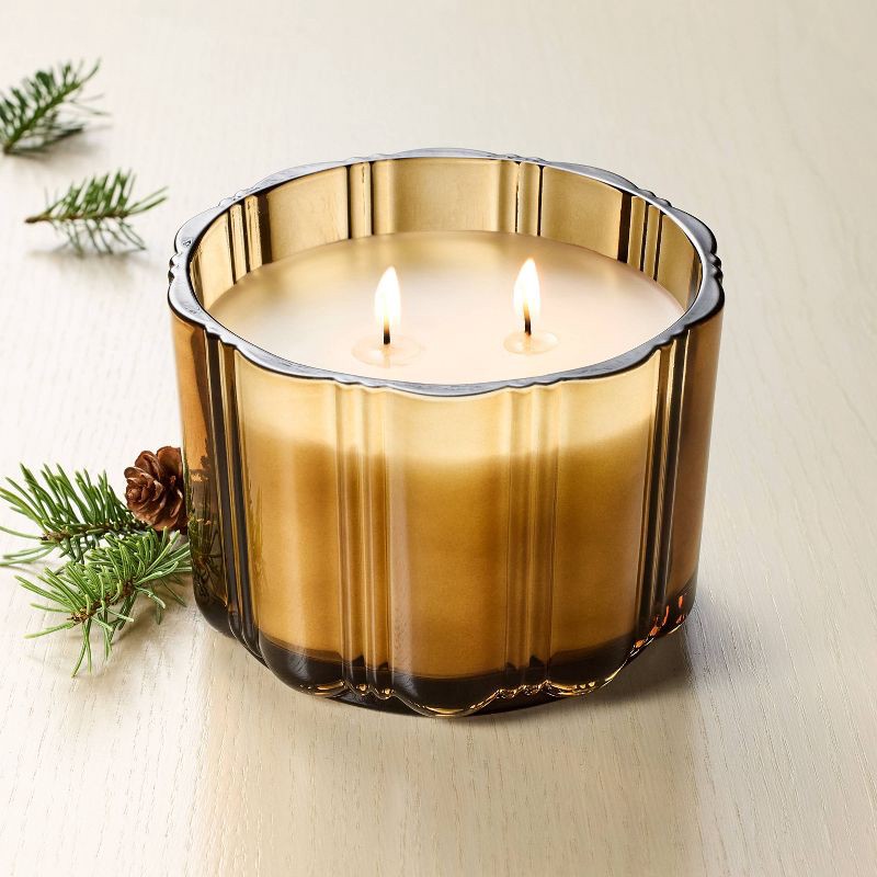 slide 2 of 3, Hearth & Hand with Magnolia 2 Wick Medium Glass with Lid Fireside Spruce Jar Candle Tan 12oz - Hearth & Hand™ with Magnolia, 12 oz