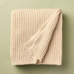 Hearth & Hand with Magnolia 50"x60" Knit Value Throw Blanket Oatmeal - Hearth & Hand™ with Magnolia