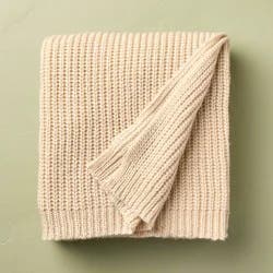 Hearth & Hand with Magnolia 50"x60" Knit Value Throw Blanket Oatmeal - Hearth & Hand™ with Magnolia
