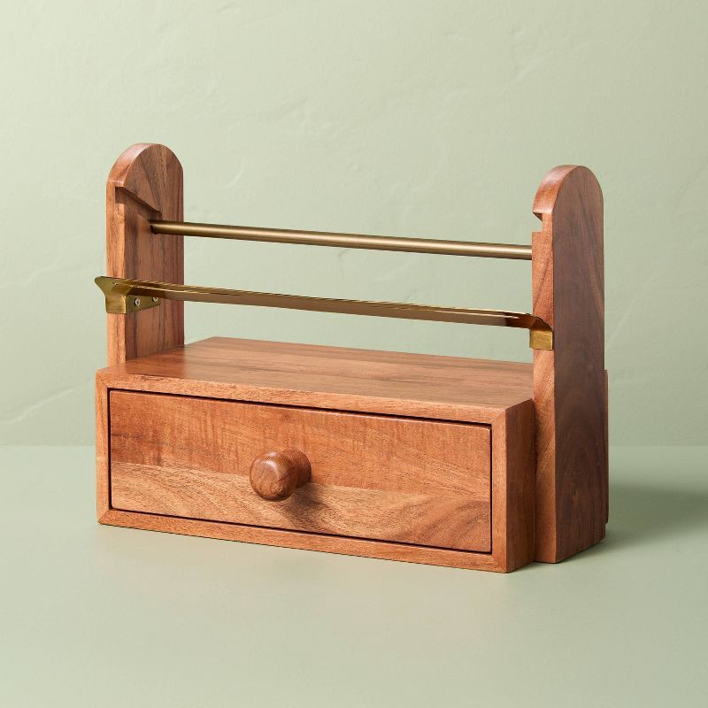 slide 1 of 4, Hearth & Hand with Magnolia Wood and Brass Ribbon Holder - Hearth & Hand™ with Magnolia, 1 ct