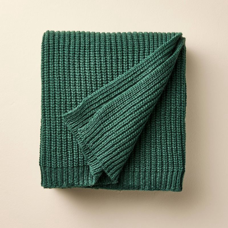 slide 1 of 3, Hearth & Hand with Magnolia 50"x60" Knit Value Throw Blanket Green - Hearth & Hand™ with Magnolia, 1 ct