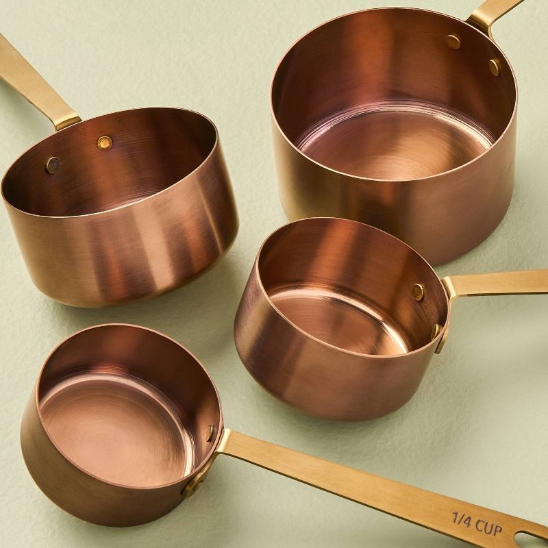 slide 3 of 3, Hearth & Hand with Magnolia 4pc Stainless Steel Measuring Cup Copper - Hearth & Hand™ with Magnolia, 4 ct