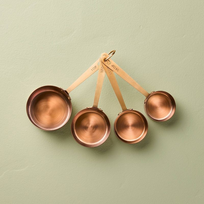 slide 1 of 3, Hearth & Hand with Magnolia 4pc Stainless Steel Measuring Cup Copper - Hearth & Hand™ with Magnolia, 4 ct