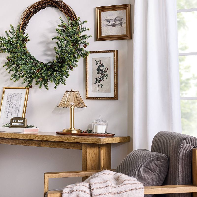 slide 3 of 5, Hearth & Hand with Magnolia Glass Shade Table Lamp Tan - Hearth & Hand™ with Magnolia, 1 ct