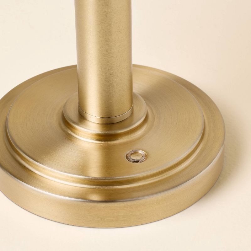 slide 4 of 5, Hearth & Hand with Magnolia Glass Shade Table Lamp Tan - Hearth & Hand™ with Magnolia, 1 ct