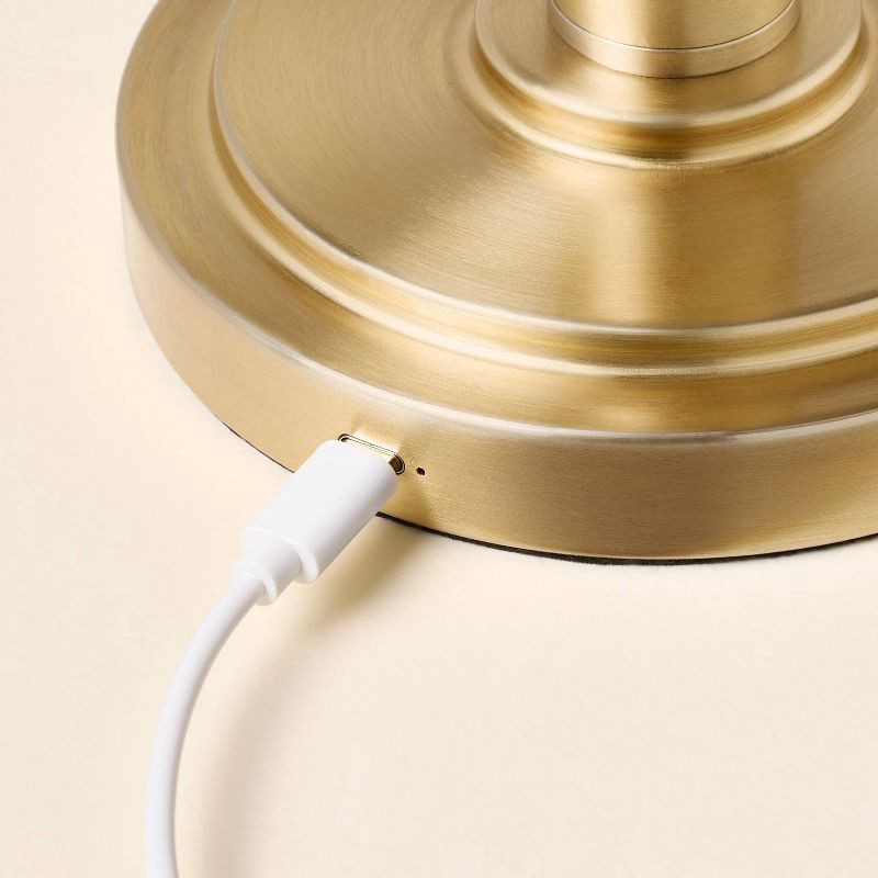 slide 5 of 5, Hearth & Hand with Magnolia Glass Shade Table Lamp Tan - Hearth & Hand™ with Magnolia, 1 ct