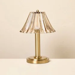 Hearth & Hand with Magnolia Glass Shade Table Lamp Tan - Hearth & Hand™ with Magnolia