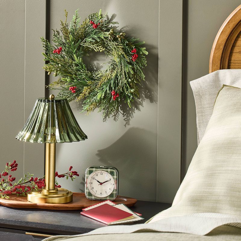 slide 3 of 5, Hearth & Hand with Magnolia Glass Shade Table Lamp Green - Hearth & Hand™ with Magnolia, 1 ct